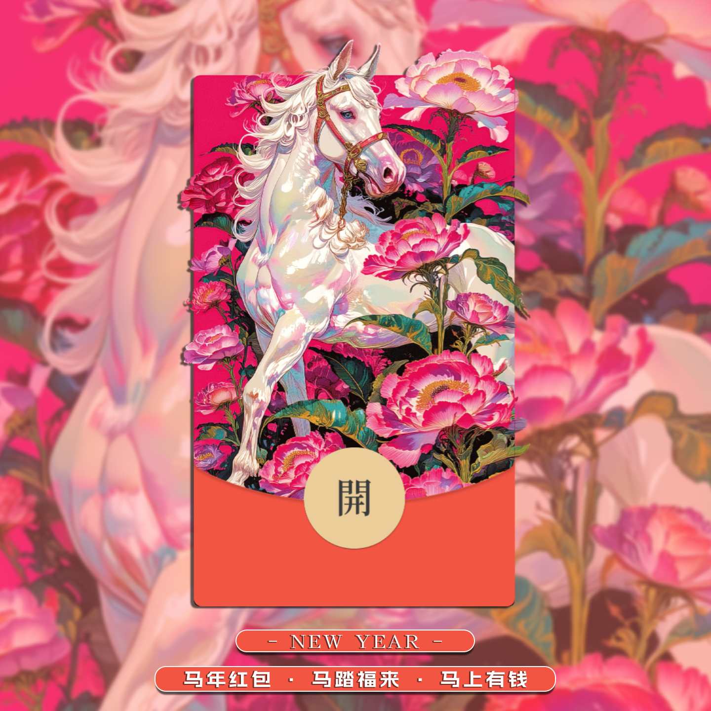 马年微信红包封面2026动态红包封面春节拜年新年红包封面粉红花簇