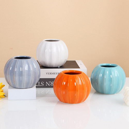 简约现代陶瓷手工花积木花瓶