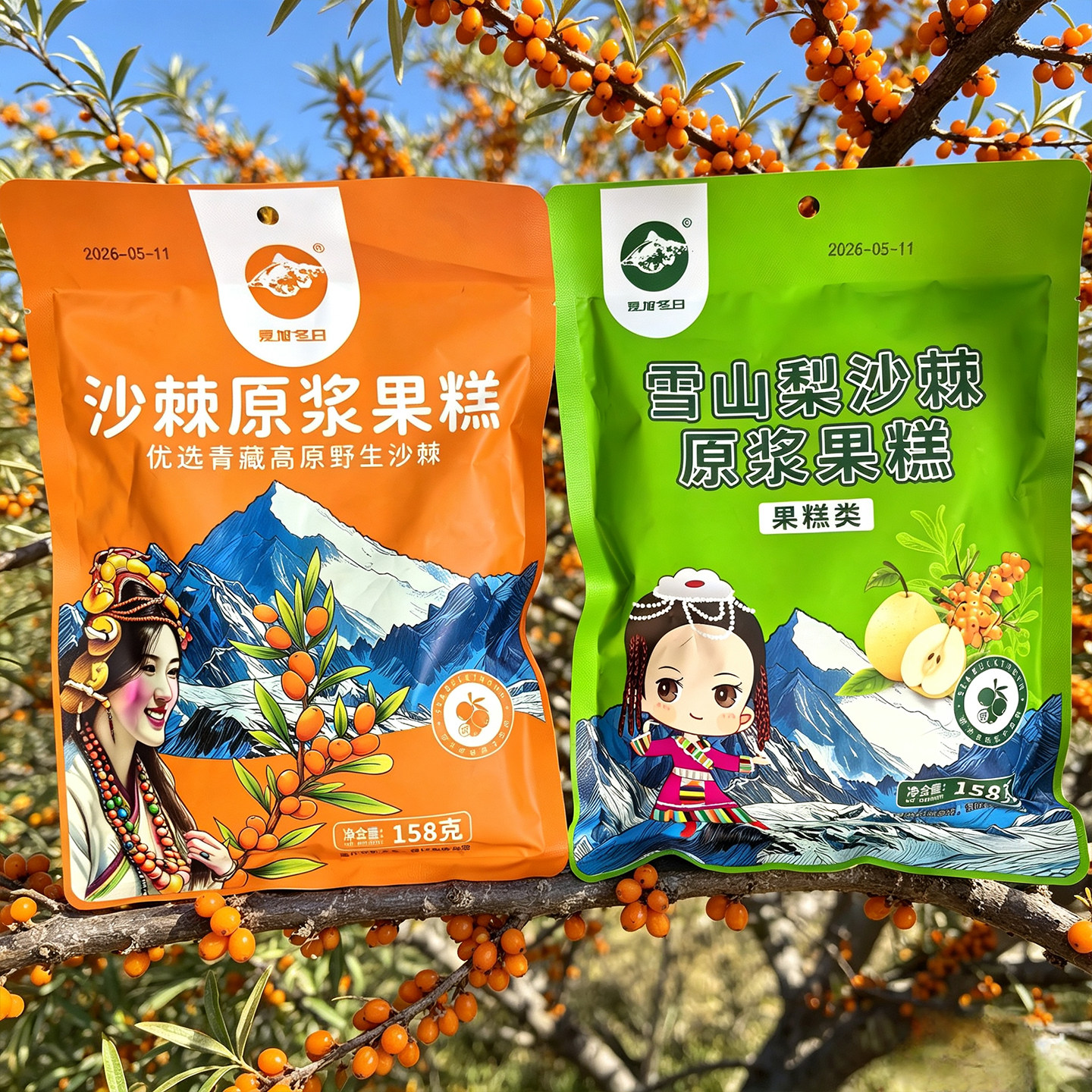 阿坝九寨沟松潘特产雪山梨沙棘原浆果糕158g酸甜果糕酸枣糕零食