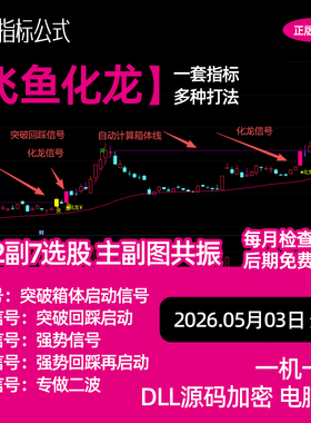 【飞鱼化龙】箱体突破回踩不破涨停回调强势二波通达信珍藏版指标