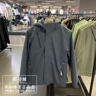 李宁冲锋衣男子2024秋季新款加绒防泼水休闲百搭风衣外套 AWBU007