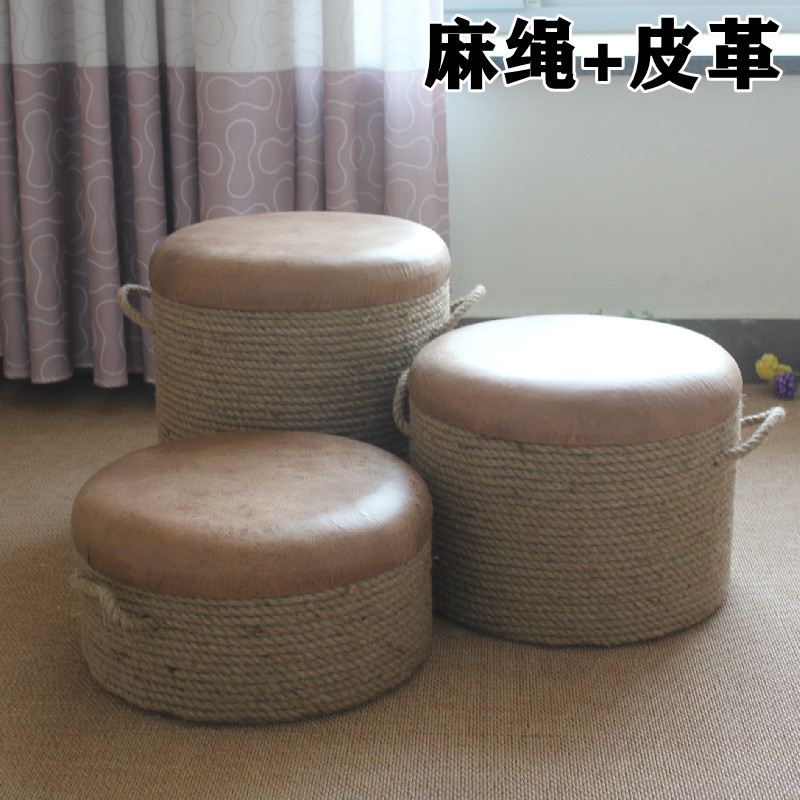 皮革麻绳蒲团日式手工易打理座位