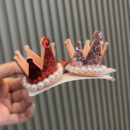 儿童皇冠公主红色发夹生日