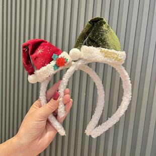 2024新款大蝴蝶结儿童发箍圣诞帽子发卡拍照可爱头箍跨境圣诞头饰