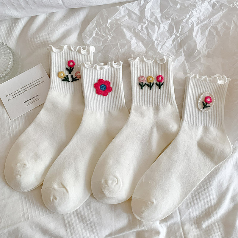 手工饰品花朵可爱女袜