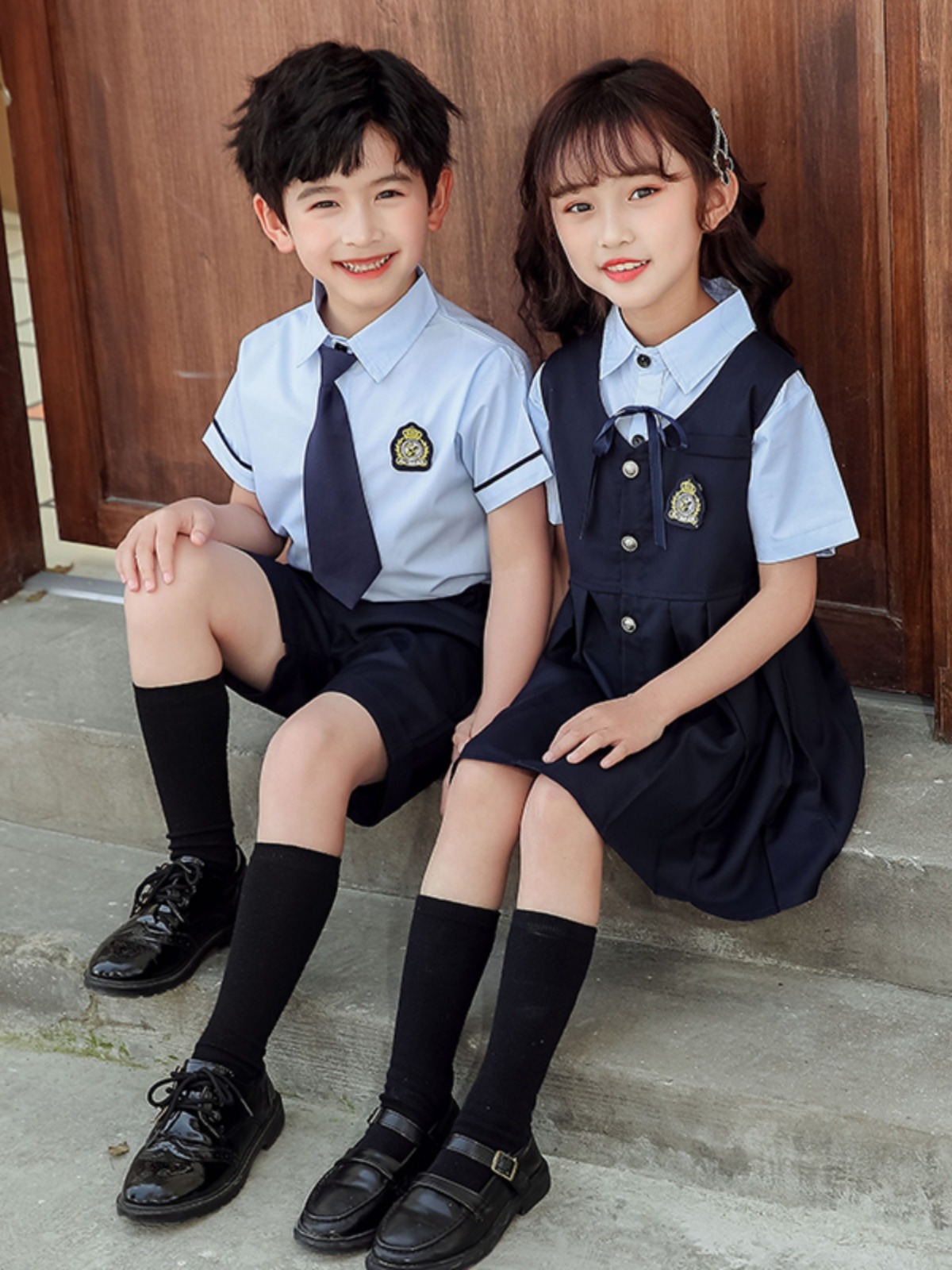 小学生主持班服夏装短袖套装幼儿园园服六一儿童大合唱表演服夏季