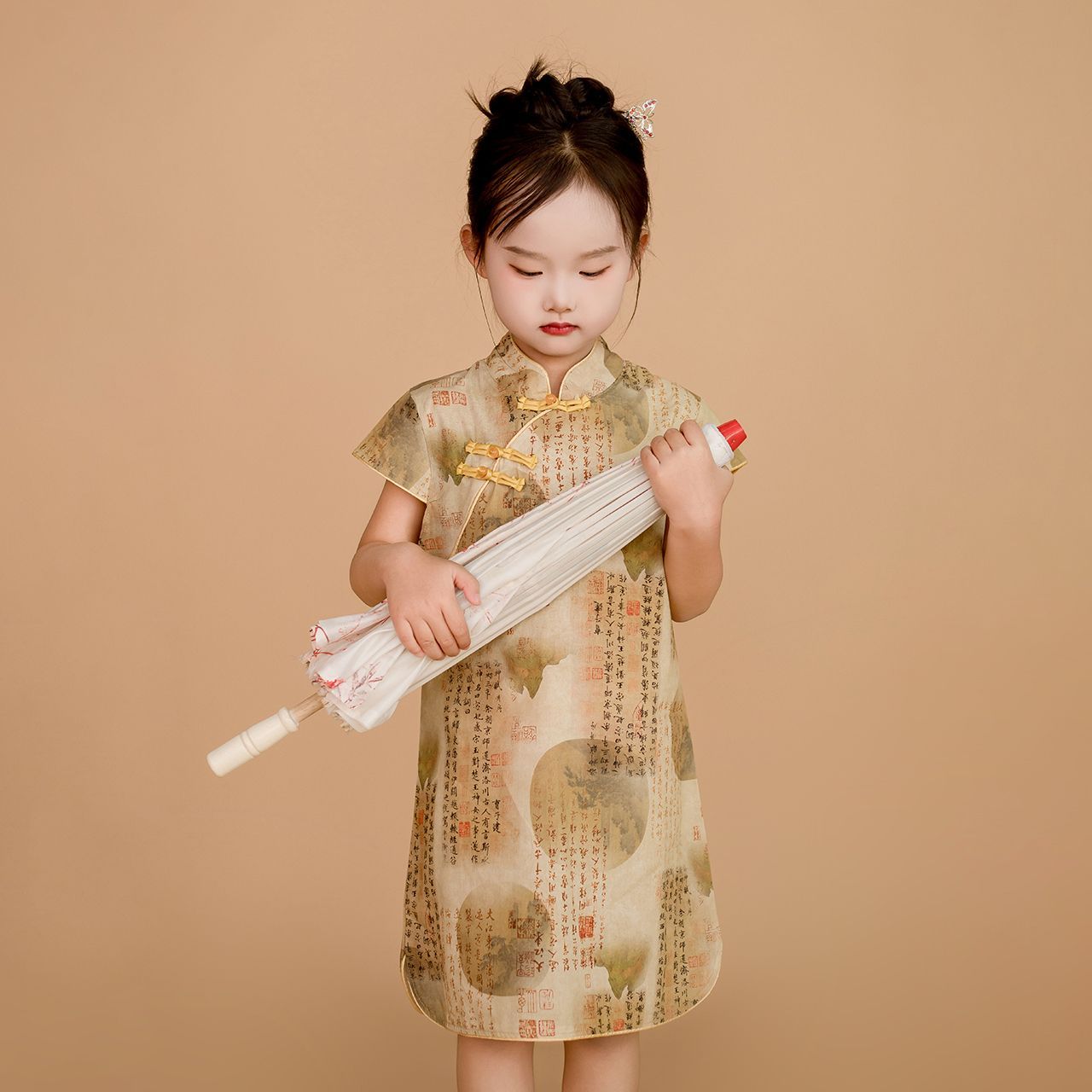 儿童夏季女童六一旗袍新款夏装中式宝宝中国汉服连衣裙公主