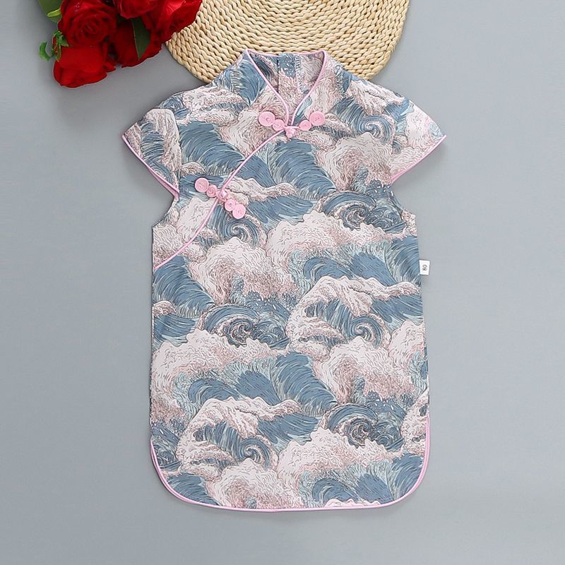 新款改良中国旗袍六一连衣裙儿童新中式复古女童生日拍照礼服