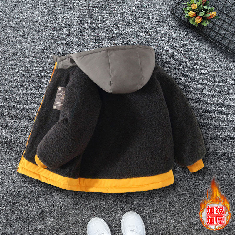 中小童女童冬季新款棉服外套男女同款户外穿搭加绒加厚毛毛衣外套