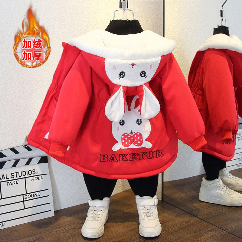 女童外套秋冬款2025新款派克服秋季洋气时髦大童加绒加厚儿童棉服