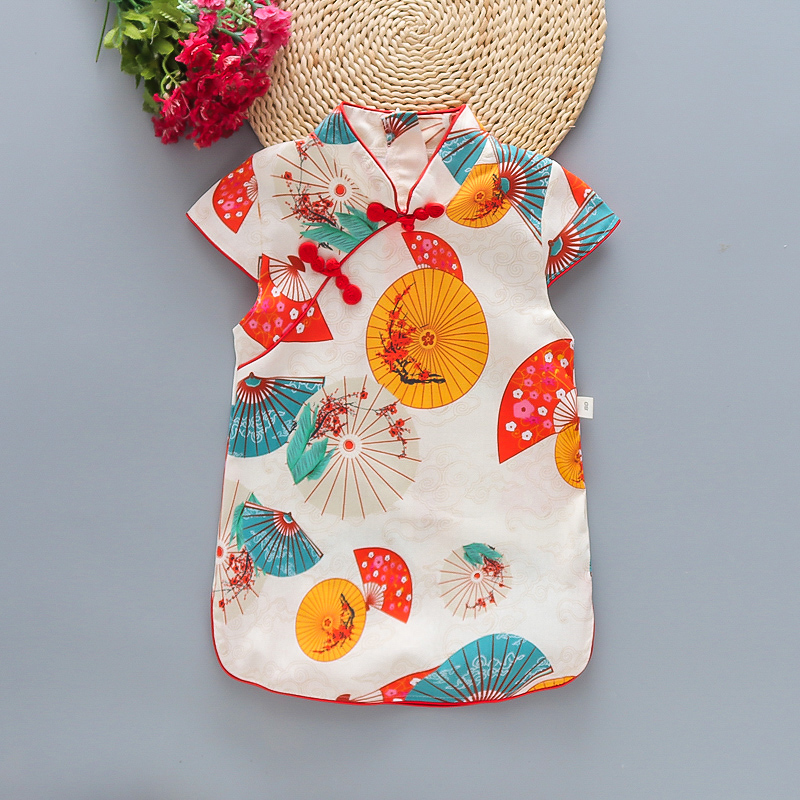 女童棉麻旗袍六一新款女宝宝生日照拍照复古中国风生日礼服连衣裙