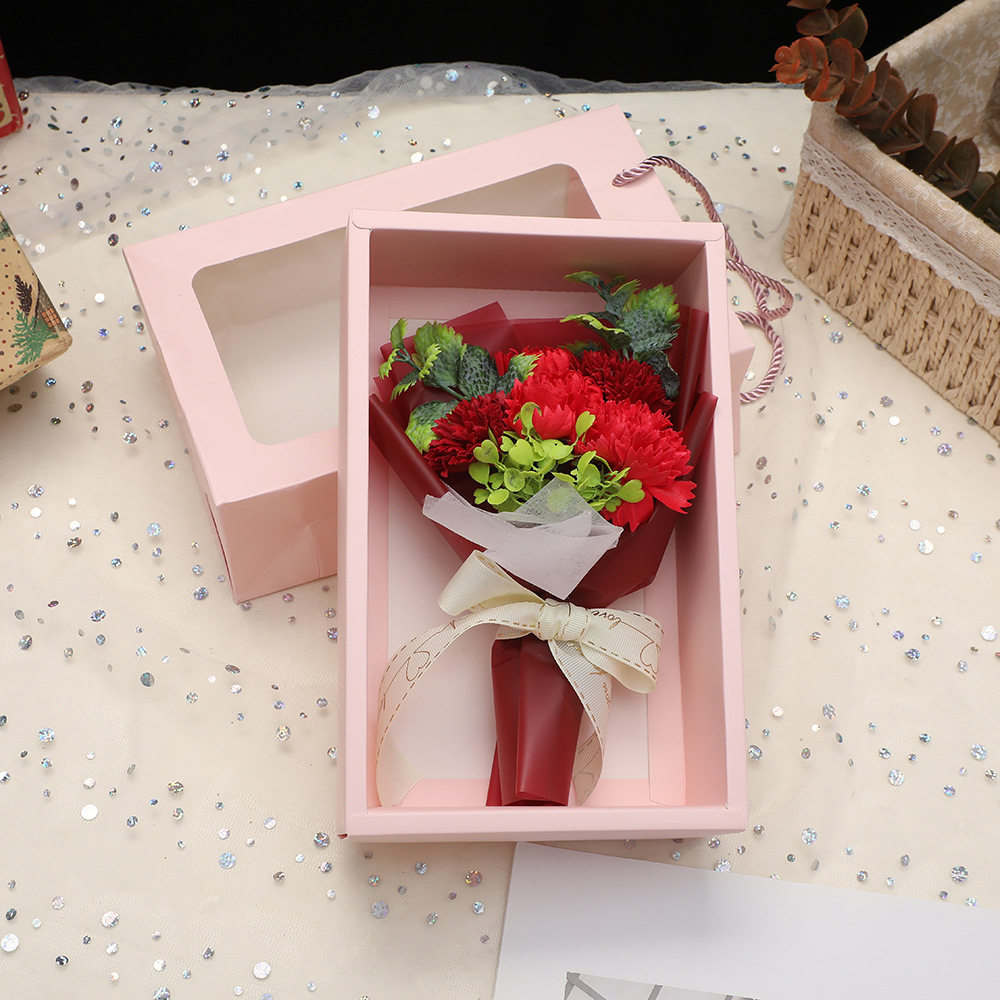 玫瑰康乃馨香皂花礼盒送妈妈女生520母亲节花束仿真花活动小礼品