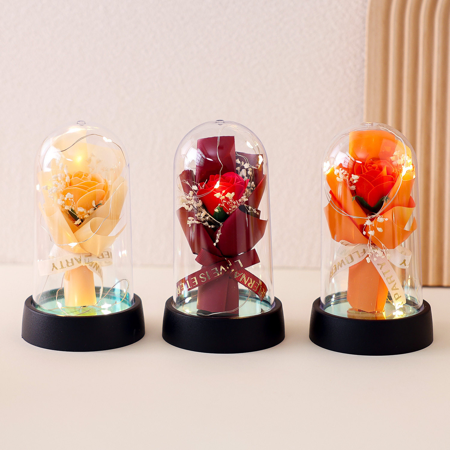 亚克力罩玫瑰香皂花母亲节520仿真花礼盒生日礼物送女生伴手礼