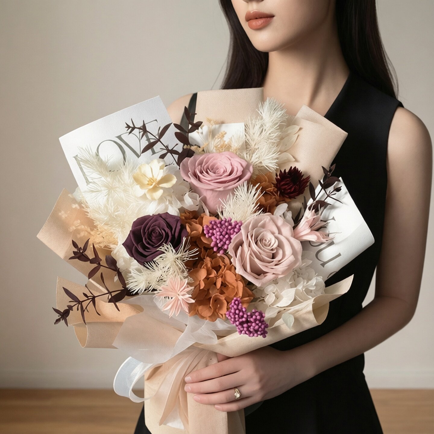 成品永生花毕业季花束送女生拍照生日礼物玫瑰花混搭干花保鲜花