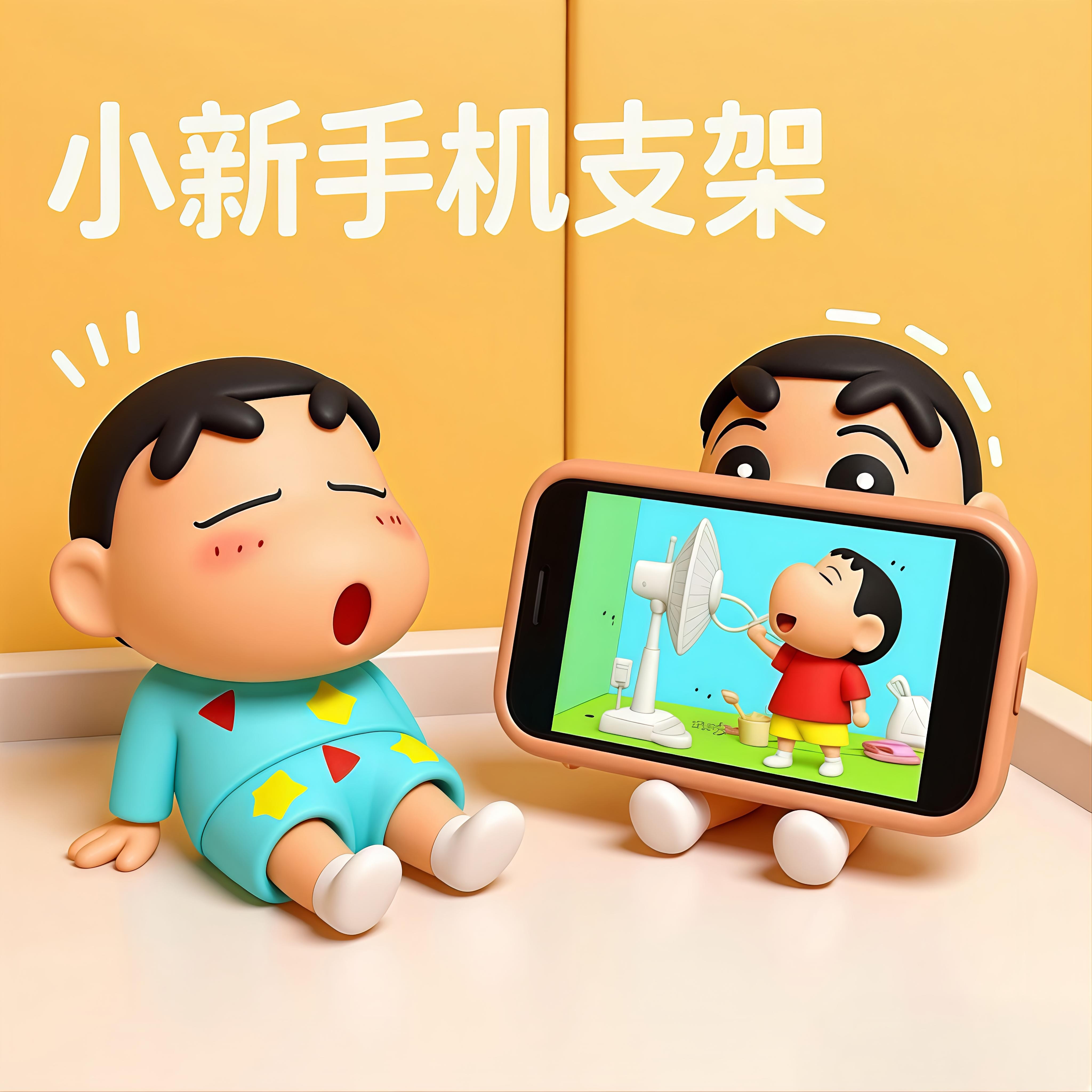 蜡笔小新手机支架懒人手机座可爱桌面摆件手办模型公仔潮玩礼物