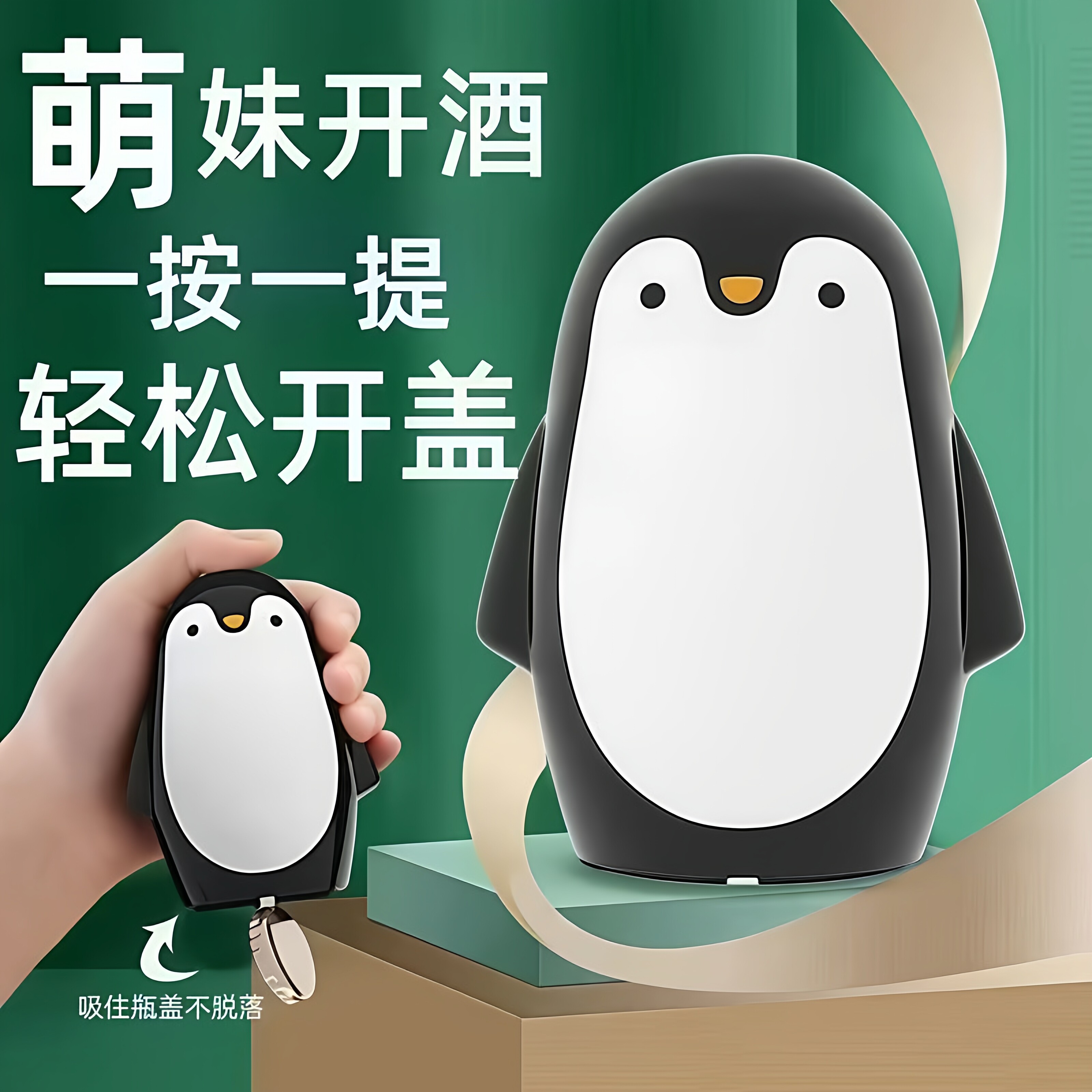 卡通企鹅开瓶器啤酒起子按压式创意开盖神器家用香槟饮料开瓶工具