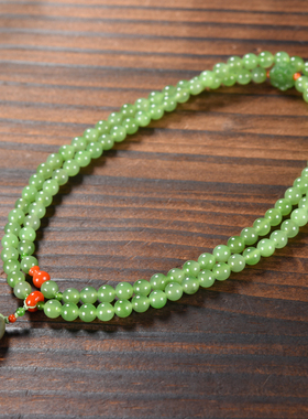 【楼兰璞钰】天然精品和田玉碧玉冰果绿多圈两用款多圈手链设计款