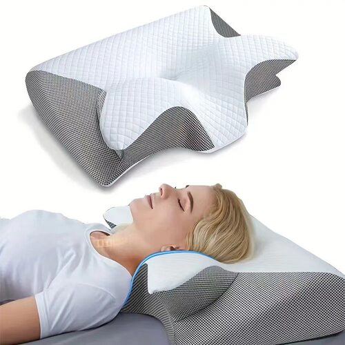 跨境卷装牛角记忆睡眠枕头家用护