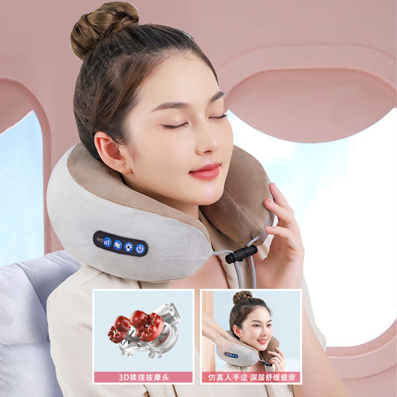u型按摩枕颈椎按摩仪颈部按摩器云易多功能电动护颈U型枕旅行礼物