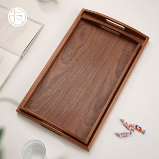 卡瓦乌檀木托盘实木茶盘家用茶点盘奉茶盘饭厅咖啡茶杯木质收纳盘