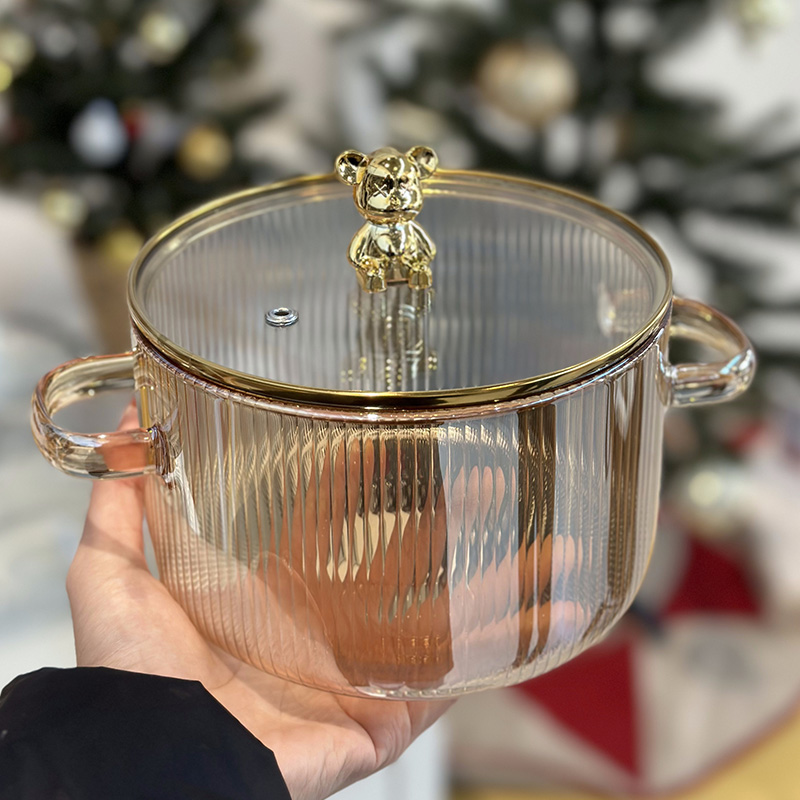 小熊玻璃锅可明火直烧耐高温