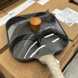 钛陶瓷加大加深鸡蛋汉堡锅四孔煎锅不粘蛋堡锅家用早餐锅煎蛋神器