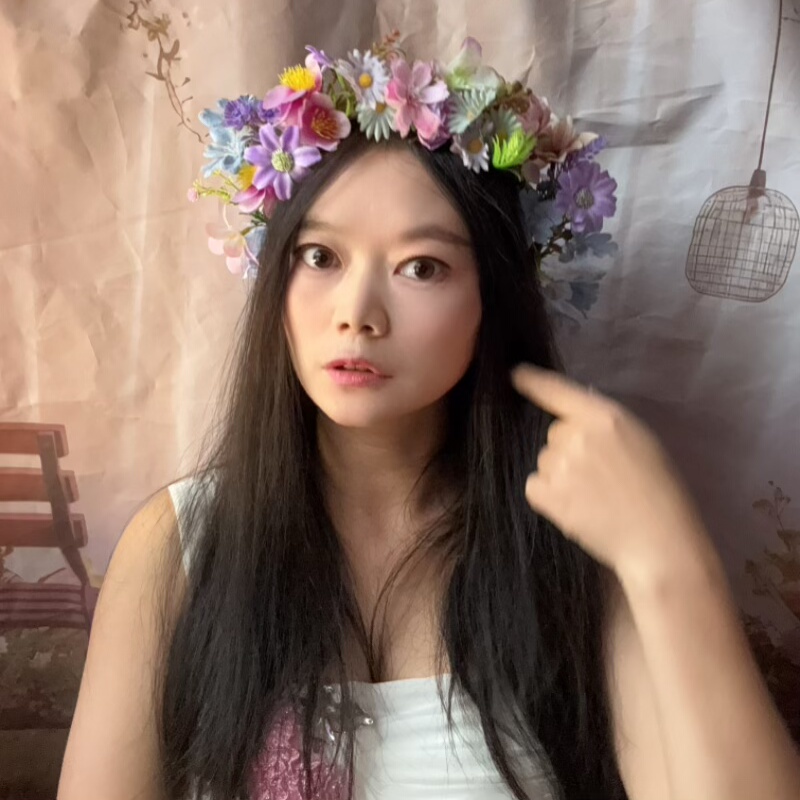 DIY森系花朵花环头饰紫蓝色