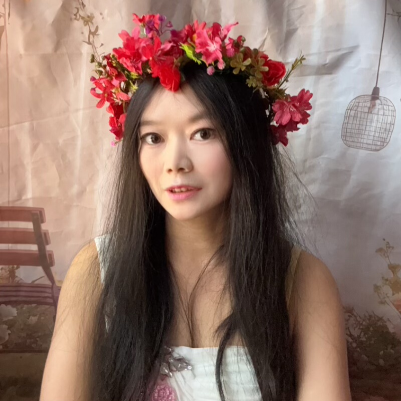 森系红色花朵花环头饰