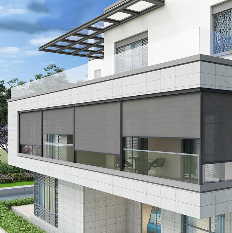 定制阳台防风窗帘卷帘电动室内外防晒隔热户外幕布升降挡雨遮阳帘