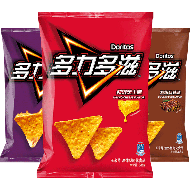 Doritos/多力多滋玉米片68g超浓芝士味烧烤味薯片膨化零食品