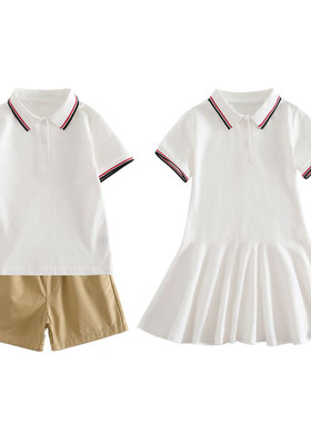 男童T恤校服套装女童POLO连衣裙儿童短袖t纯棉夏季园服班服定制LG