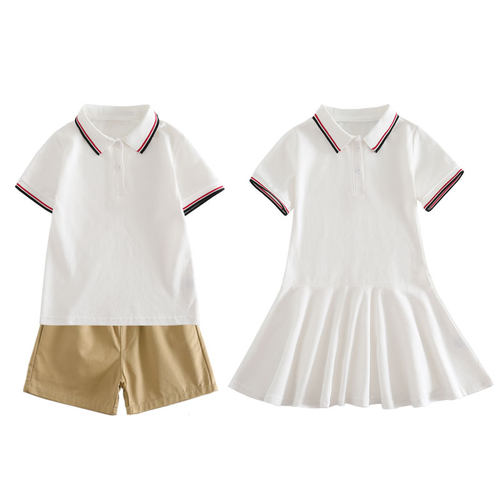 纯棉精致撞色polo衫T恤套装校服