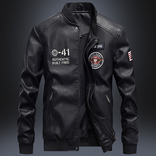 潮流加绒夹克帅气 PU皮衣外套机车服男士 2019春秋新款 青年宽松韩版
