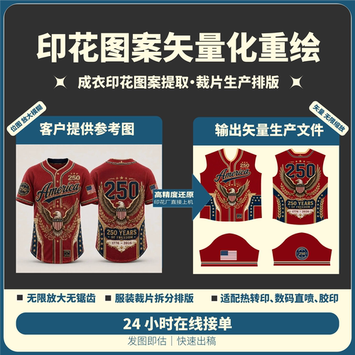 矢量图代画 图片转矢量临摹重绘 服装印花图案提取迷彩纹样勾图