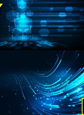 动感蓝色炫酷数据锁云计算网络商务信息科技海报展板设计矢量素材