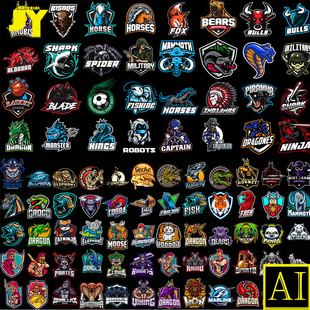 矢量电竞游戏体育徽标徽章骑士马匹龙鲨鱼蛇维京人熊鹰牛仔AI素材