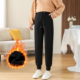 加厚加绒运动裤女小脚裤2025年冬季新款宽松休闲不倒绒裤保暖棉裤