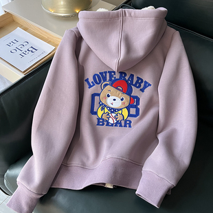 亏本清仓捡漏仿羊羔绒外套女2025秋冬保暖加绒加厚连帽拉链开衫潮