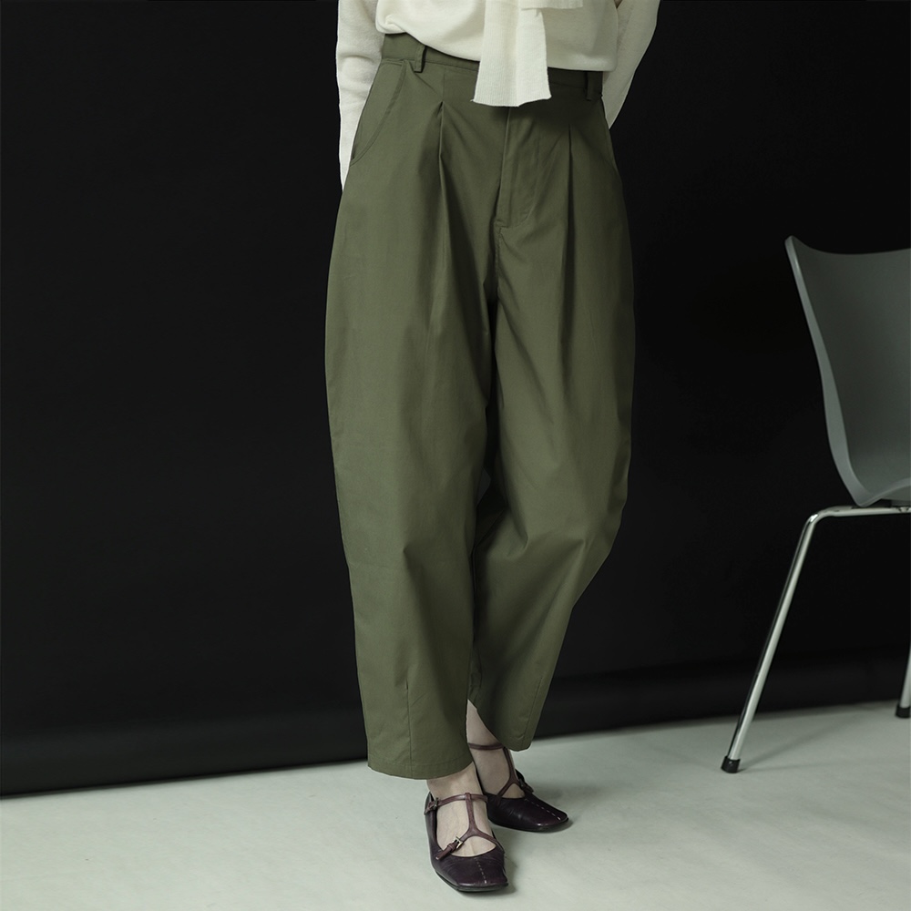 HAOLIAO休闲军绿收脚裤棉质