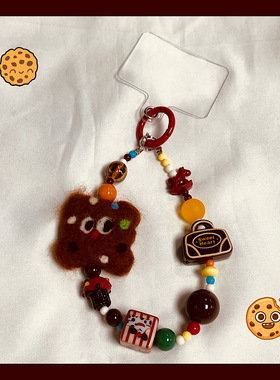 温暖曲奇 手工自制链羊毛毡串珠秋冬ccd链包挂件