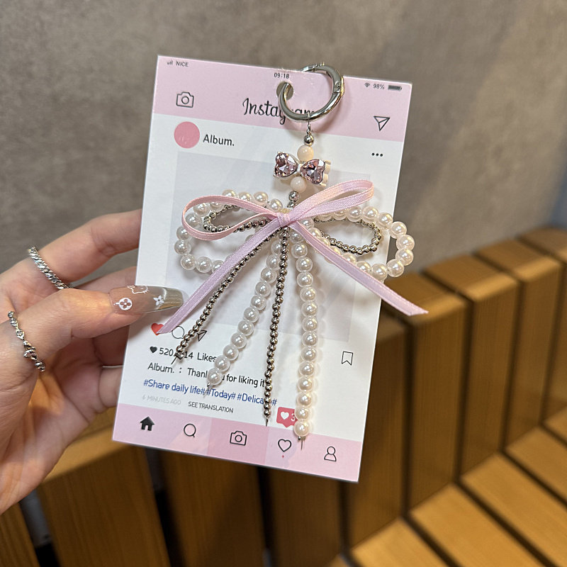 ins日韩芭蕾风闪钻蝴蝶结丝带包包挂件个性创意少女心新款钥匙扣