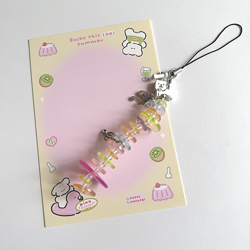 ins韩国小众彩色圆圈小狗挂件装饰个性创意新款可爱链条挂链