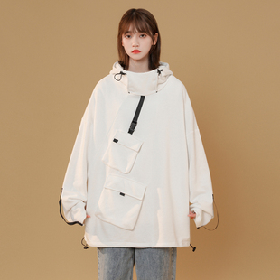 速发工装连帽卫衣宽松韩春炸街上衣版秋设计感美众复古小式外套