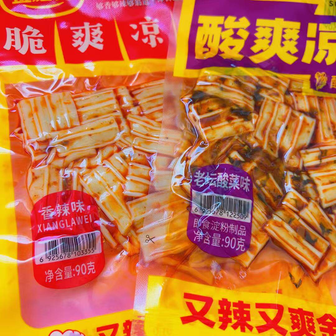 金磨坊脆爽凉皮香辣/酸爽凉皮老坛酸菜味90g即食淀粉制品辣爽粉皮
