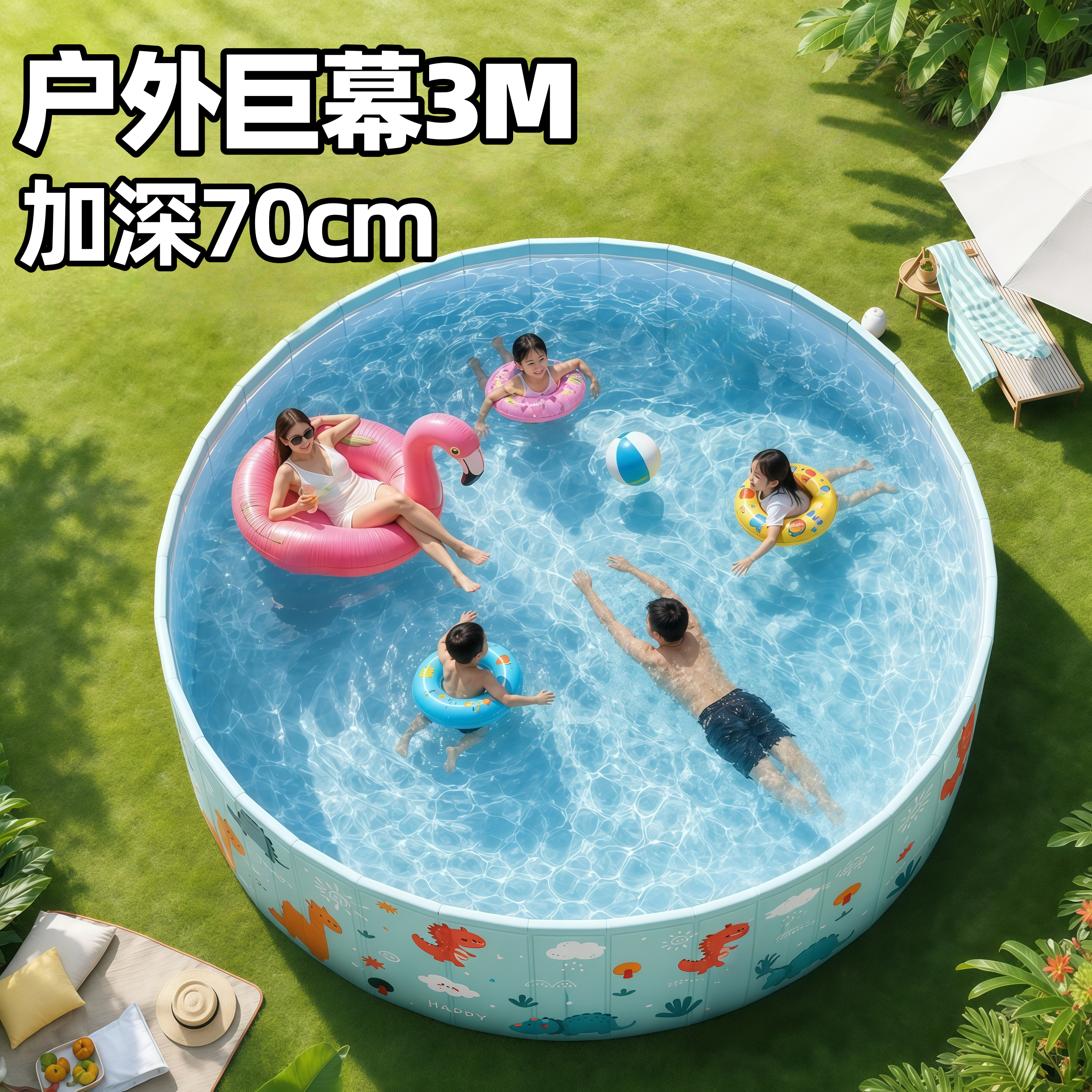 大号游泳池儿童家用室外家庭夏季折叠超大戏水池小孩宝宝户外庭院