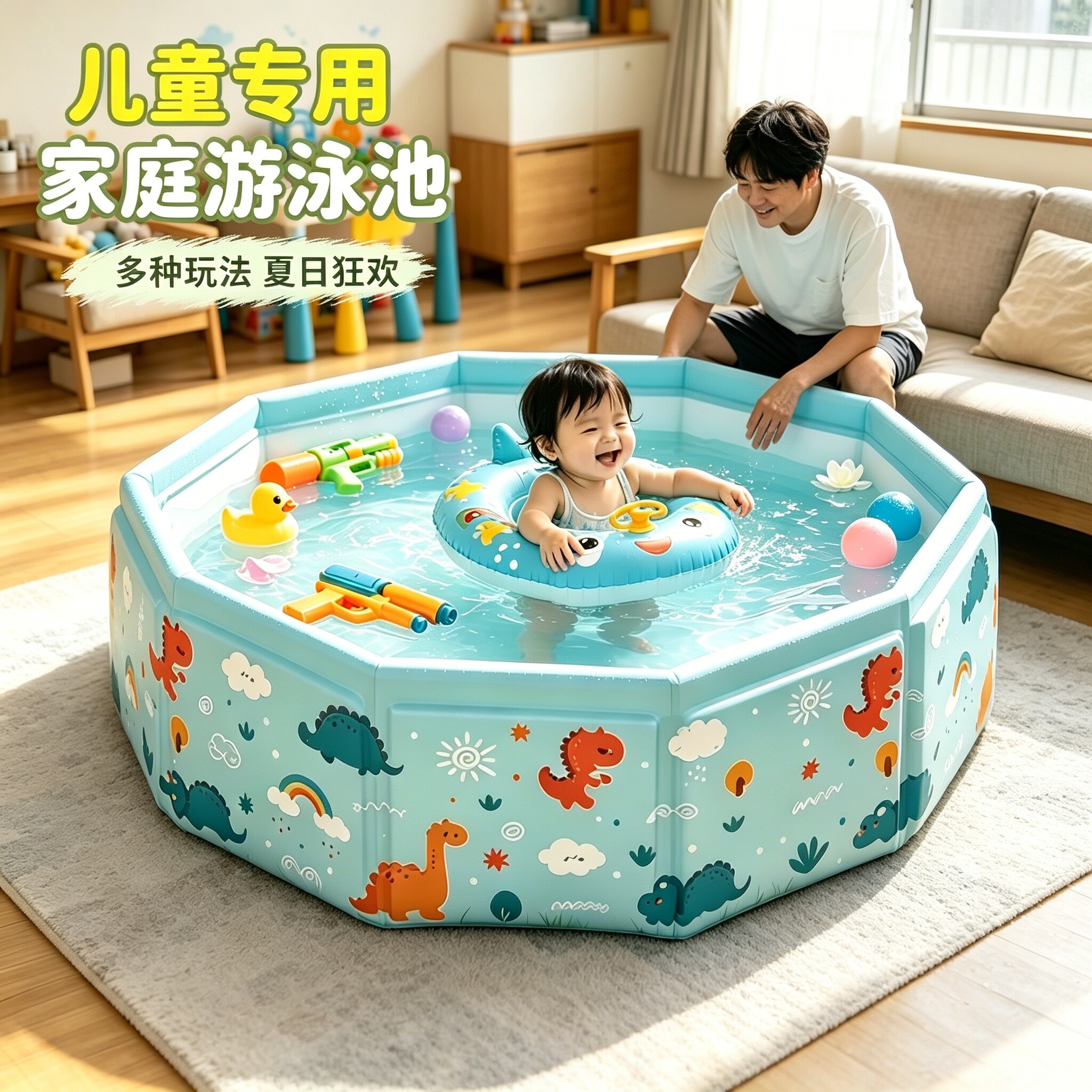儿童室外免充气戏水池家用大号宝宝小孩院子玩水成人可折叠泳池