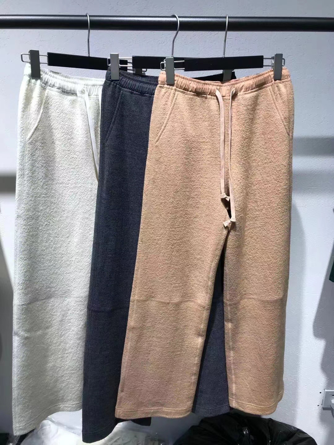 2022羊毛阔腿裤女秋冬新款系带松紧腰抽绳宽松百搭纯色长裤J22028