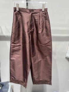 2025夏季新品高端时尚百搭松紧腰双宫丝蕾丝拼接休闲裤