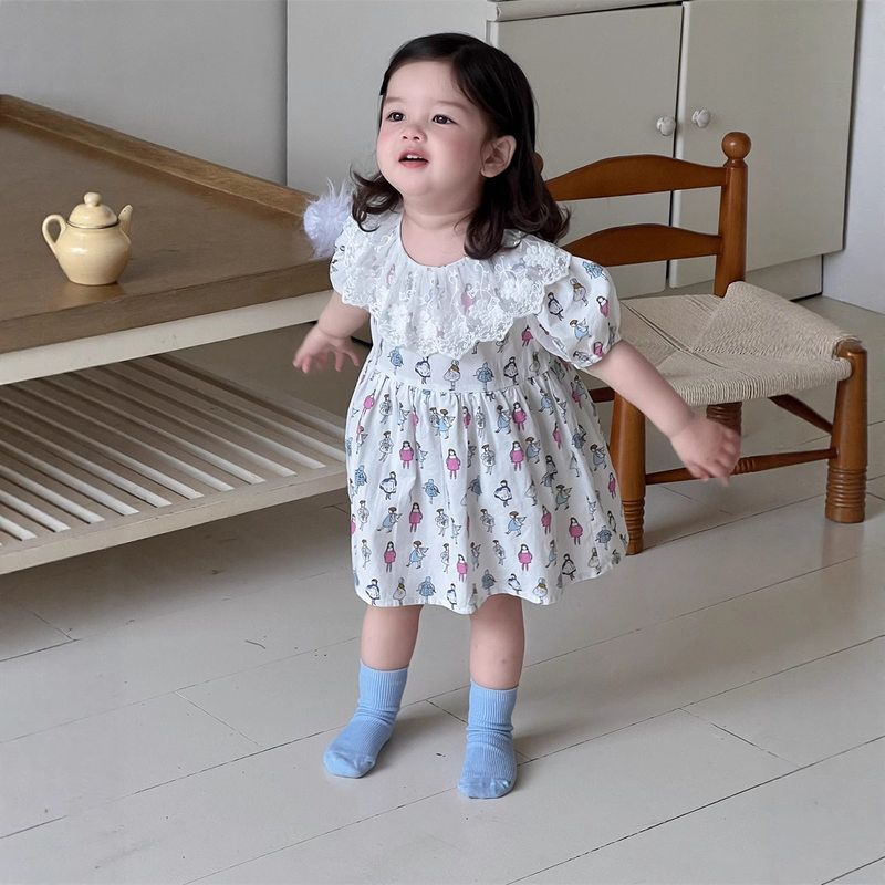女童夏季短袖公主裙薄款韩版童装儿童衣服2025新款宝宝包屁连衣裙