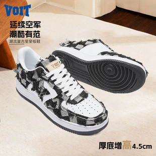VOIT沃特低帮板鞋男牛仔休闲百搭2025年新款星星小白鞋女厚底